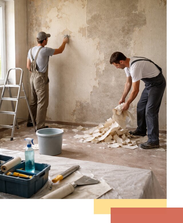 Снятие старых обоев в Сланцах быстро и качественно