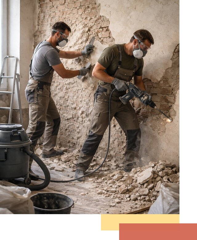 Демонтаж штукатурки со стен в Сланцах быстро и аккуратно