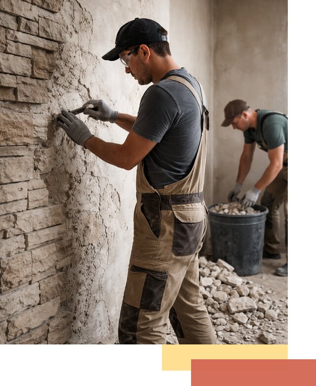 Демонтаж декоративного камня в Сланцах профессионально и безопасно