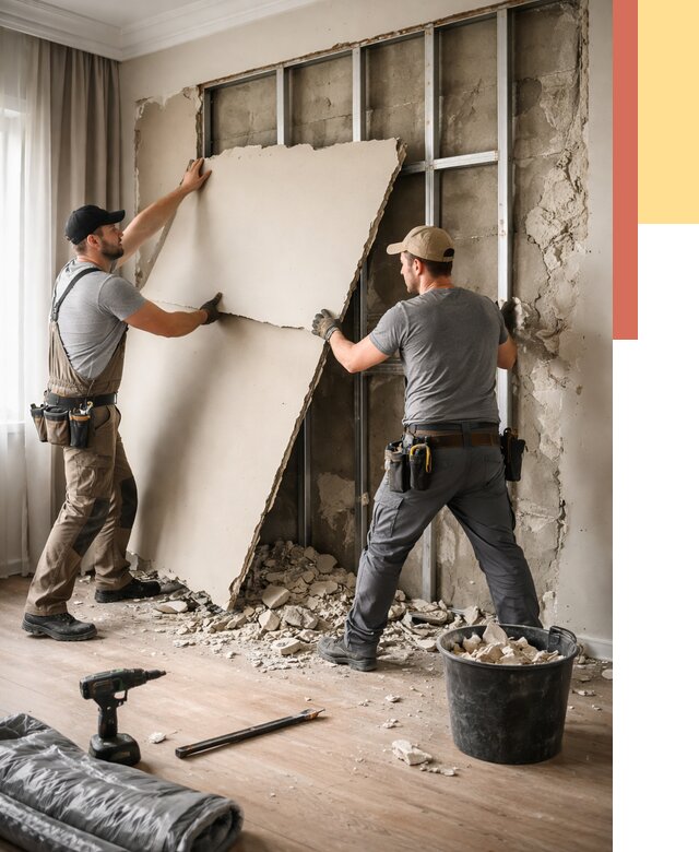 Демонтаж гипсокартона со стен в Сланцах от 362 руб. — услуги демонтажа | ОТДЕЛОЧНИК-Слы