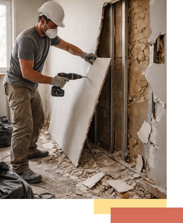 Демонтаж гипсокартона со стен в Сланцах качественно и быстро