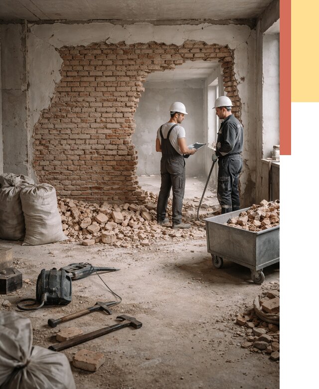 Демонтаж кирпичных стен в Сланцах от 4339 руб. — быстро, недорого, под ключ | ОТДЕЛОЧНИК-Слы