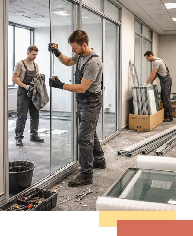 Демонтаж стеклянных перегородок в Сланцах быстро и безопасно