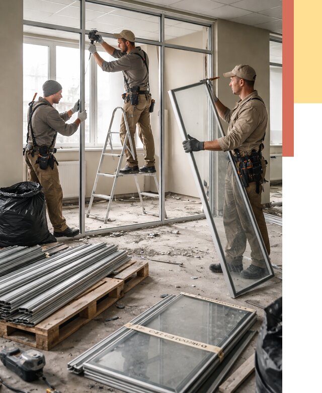 Демонтаж алюминиевых перегородок в Сланцах от 4339 руб. — быстро и недорого | ОТДЕЛОЧНИК-Слы