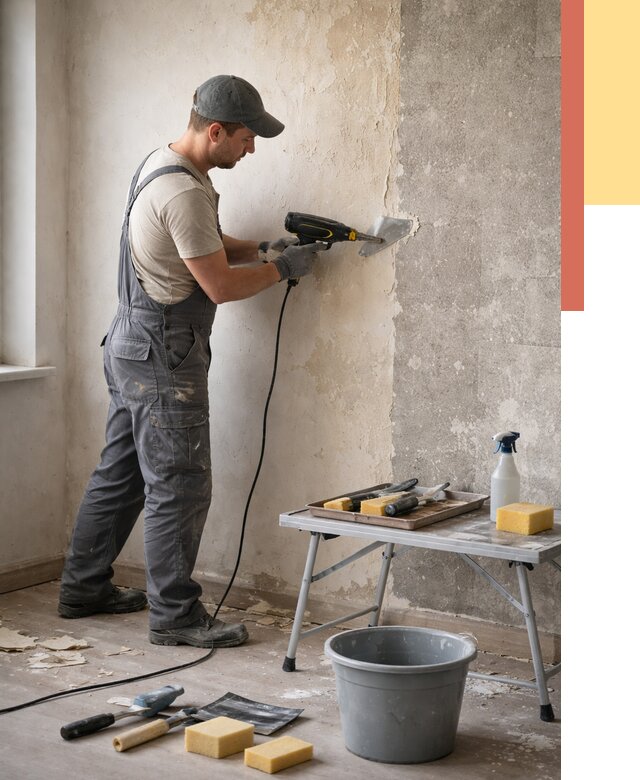 Очистка стен от клея в Сланцах от 1911 руб. — снятие и удаление клея со стен | ОТДЕЛОЧНИК-Слы