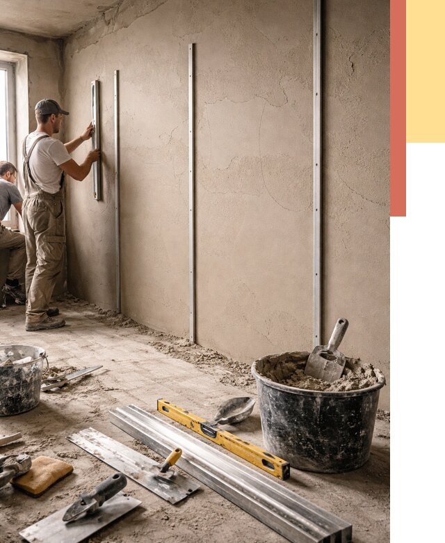 Штукатурка стен по маякам в Сланцах от 5683 руб./м² — выравнивание под ключ | ОТДЕЛОЧНИК-Слы