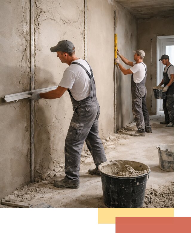 Штукатурка стен по маякам в Сланцах — точная и ровная поверхность