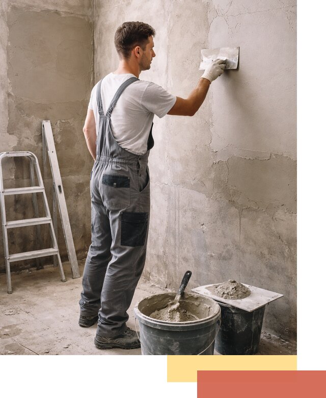 Штукатурка стен в ванной под ключ в Сланцах