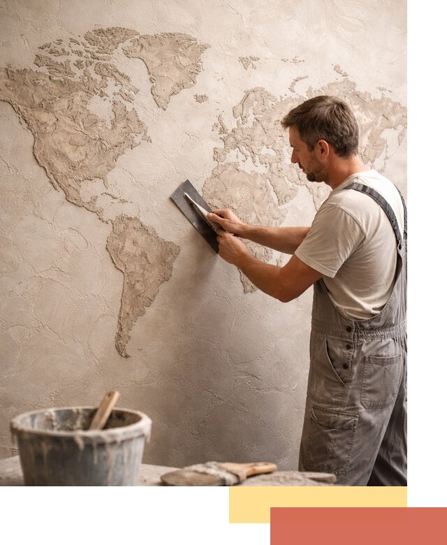 Декоративная штукатурка «Карта мира» под ключ в Сланцах