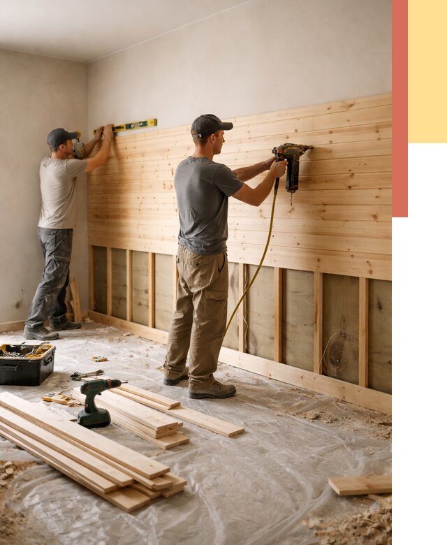 Монтаж деревянной вагонки на стены в Сланцах от 7749 руб. | Услуги монтажа вагонки | ОТДЕЛОЧНИК-Слы