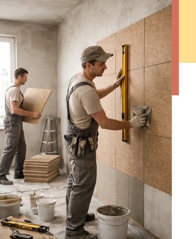 Монтаж пробковых панелей на стены в Сланцах от 3616 руб. — ОТДЕЛОЧНИК-Слы