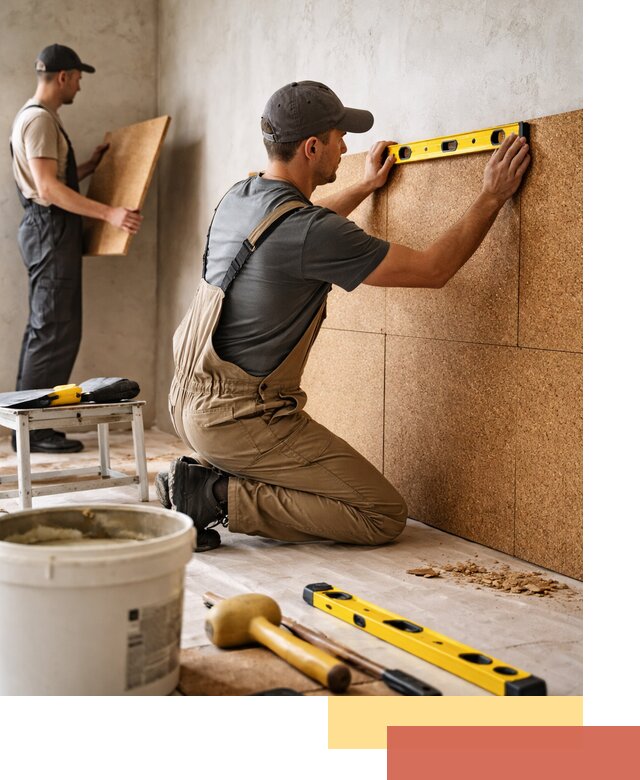 Монтаж пробковых панелей на стены в Сланцах быстро и качественно