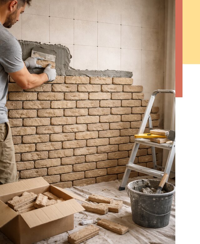 Монтаж декоративного кирпича в Сланцах от 3306 руб./м² — быстро и недорого | ОТДЕЛОЧНИК-Слы