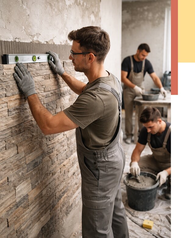 Монтаж искусственного камня в Сланцах от 4649 руб. под ключ | ОТДЕЛОЧНИК-Слы