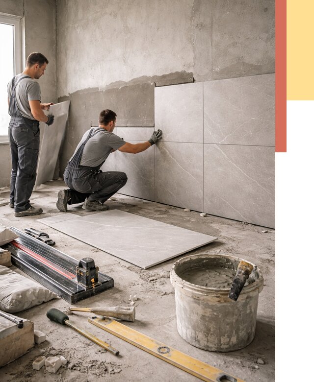 Облицовка стен керамогранитом в Сланцах от 4339 руб./м² — услуги под ключ | ОТДЕЛОЧНИК-Слы