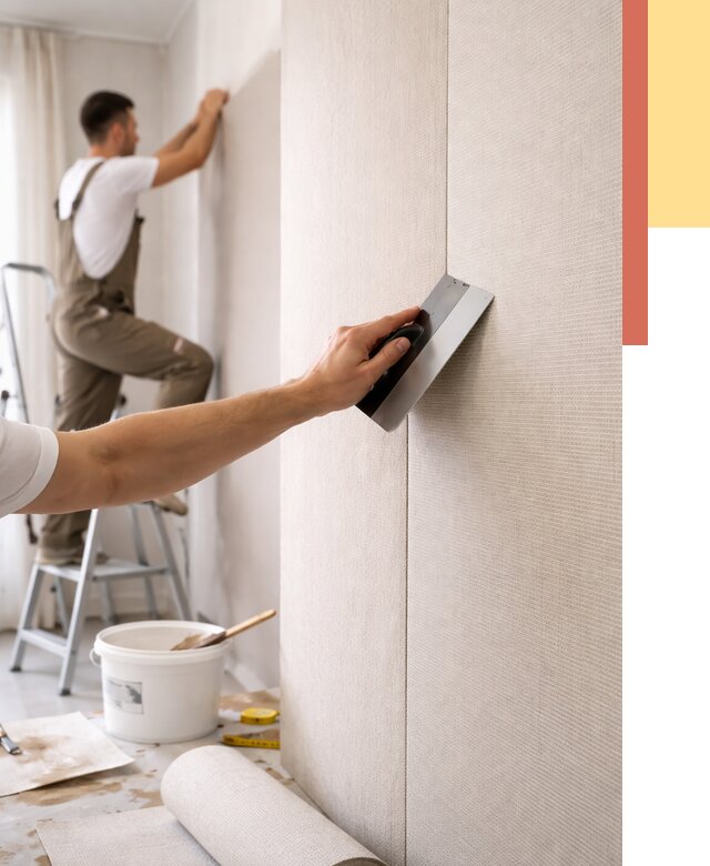 Поклейка текстильных обоев в Сланцах от 4649 руб. под ключ | ОТДЕЛОЧНИК-Слы