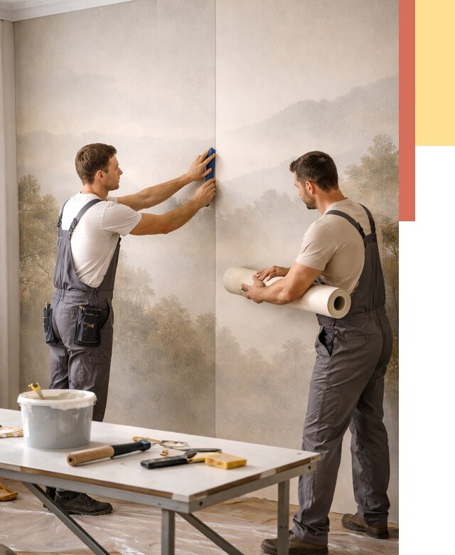 Поклейка фотообоев в Сланцах от 8782 руб/м² — быстро и недорого | ОТДЕЛОЧНИК-Слы