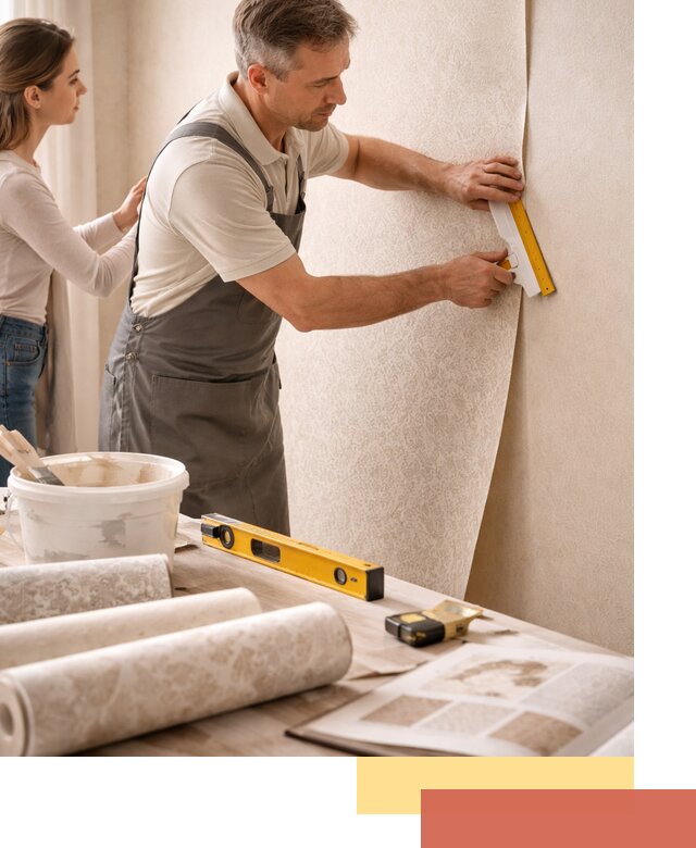 Поклейка обоев с подбором рисунка в Сланцах