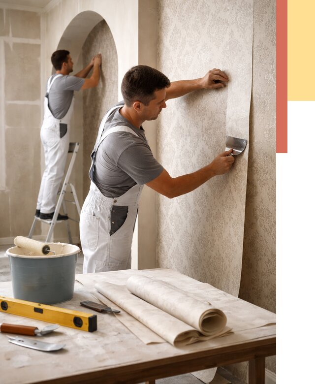 Поклейка обоев на сложные стены в Сланцах от 2893 руб. под ключ | ОТДЕЛОЧНИК-Слы