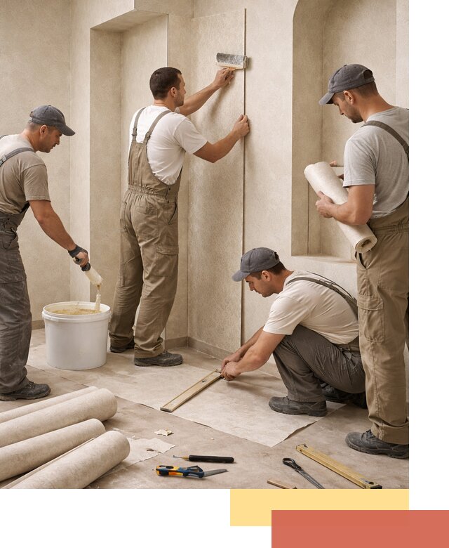 Поклейка обоев на сложные стены и неровные поверхности в Сланцах