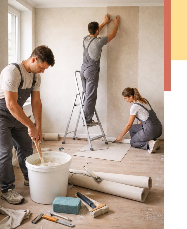 Оклейка стен обоями в Сланцах от 3616 руб/м2 — быстро и недорого | ОТДЕЛОЧНИК-Слы