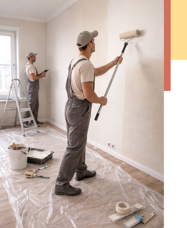 Покраска стен акриловой краской в Сланцах от 3616 руб./м² — быстро и недорого | ОТДЕЛОЧНИК-Слы