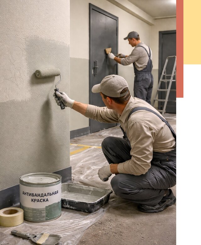 Покраска стен антивандальной краской в Сланцах от 4649 руб./м² под ключ | ОТДЕЛОЧНИК-Слы