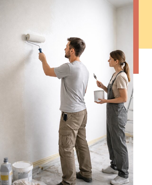 Окраска стен по стеклохолсту в Сланцах от 4649 руб/м² под ключ | ОТДЕЛОЧНИК-Слы