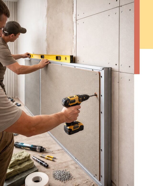 Шумоизоляция стен панелями ЗИПС в Сланцах от 2273 руб./м² под ключ | ОТДЕЛОЧНИК-Слы