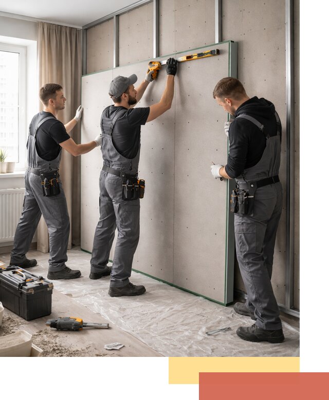 Шумоизоляция стен панелями ЗИПС в Сланцах для жилых и коммерческих помещений