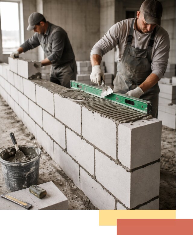 Кладка перегородок из газобетона в Сланцах быстро и качественно