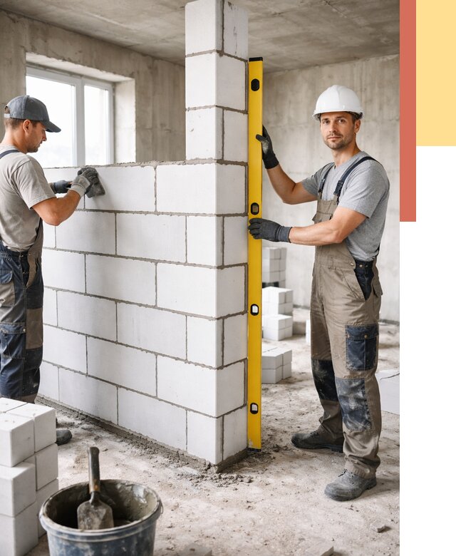 Кладка перегородок из пеноблока в Сланцах от 1860 руб. под ключ | ОТДЕЛОЧНИК-Слы