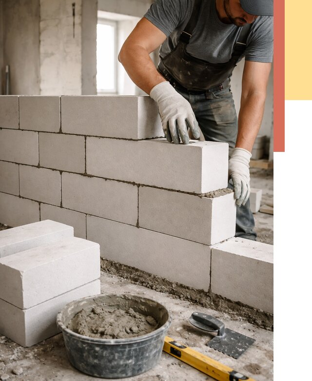 Кладка перегородок из силикатного блока в Сланцах от 4133 руб. под ключ | ОТДЕЛОЧНИК-Слы