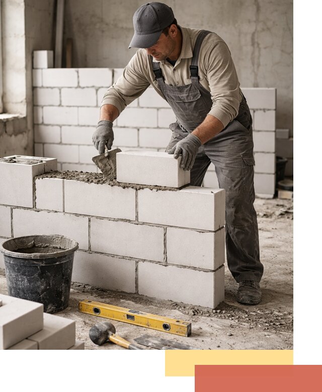 Кладка перегородок из силикатного блока в Сланцах