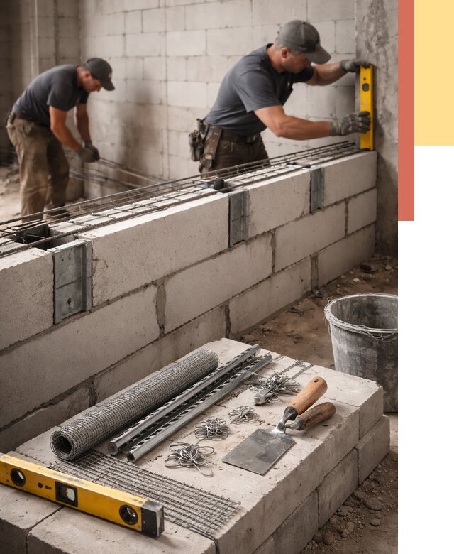 Армирование кладки перегородок в Сланцах от 775 руб. под ключ | ОТДЕЛОЧНИК-Слы