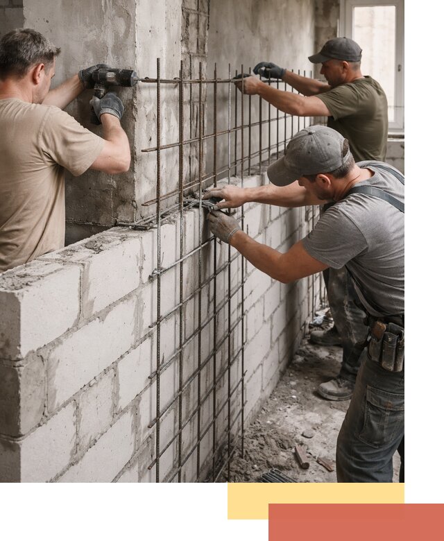 Армирование кладки перегородок в Сланцах профессионально и надёжно