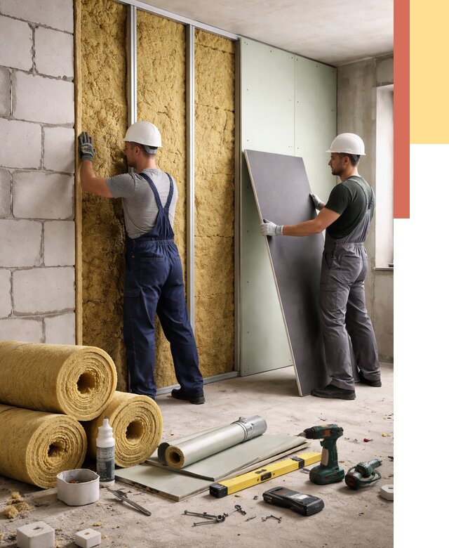 Шумоизоляция перегородок из блоков в Сланцах от 1911 руб./м² — быстро и недорого | ОТДЕЛОЧНИК-Слы