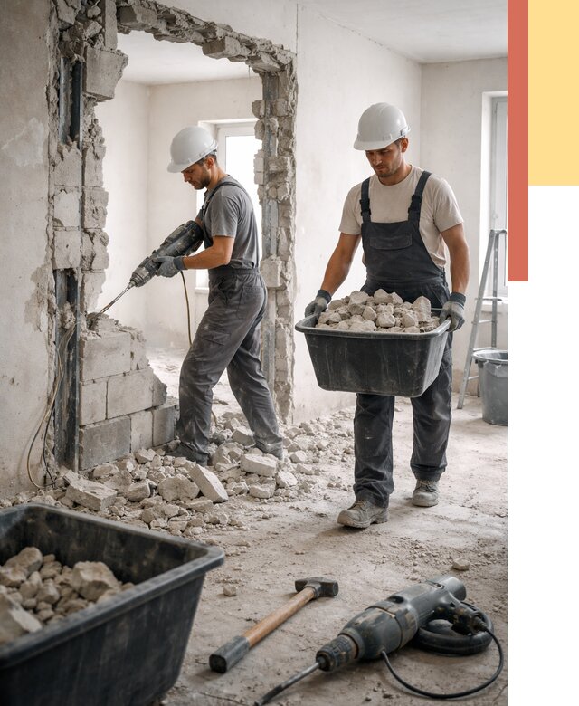 Демонтаж блоковых перегородок в Сланцах от 3875 руб. — быстро и недорого | ОТДЕЛОЧНИК-Слы