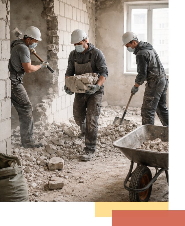 Демонтаж блочных перегородок в Сланцах быстро и аккуратно