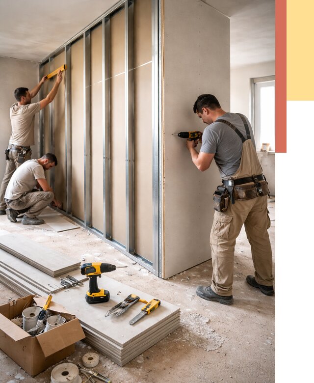 Монтаж однослойной перегородки из гипсокартона в Сланцах от 672 руб. | ОТДЕЛОЧНИК-Слы