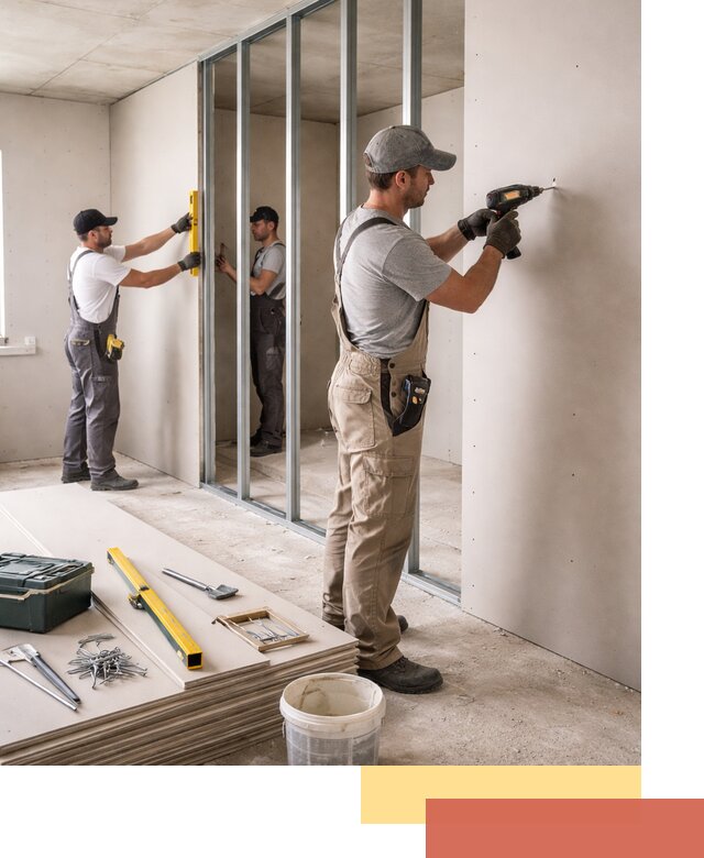 Однослойная перегородка из гипсокартона в Сланцах под ключ, монтаж и отделка