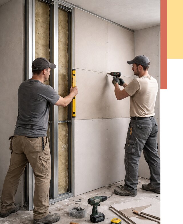 Монтаж двухслойной перегородки из гипсокартона в Сланцах от 1498 руб. | ОТДЕЛОЧНИК-Слы