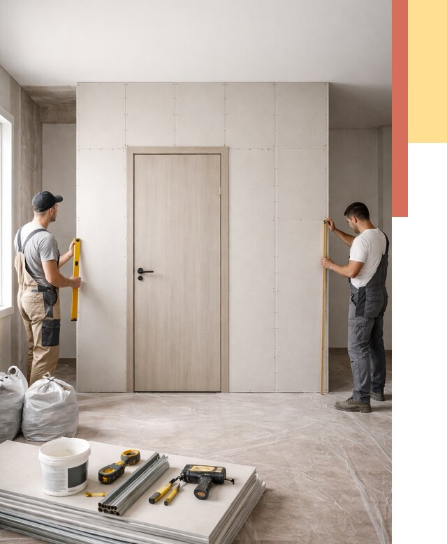 Перегородка из гипсокартона с дверью в Сланцах от 4649 руб. под ключ | ОТДЕЛОЧНИК-Слы