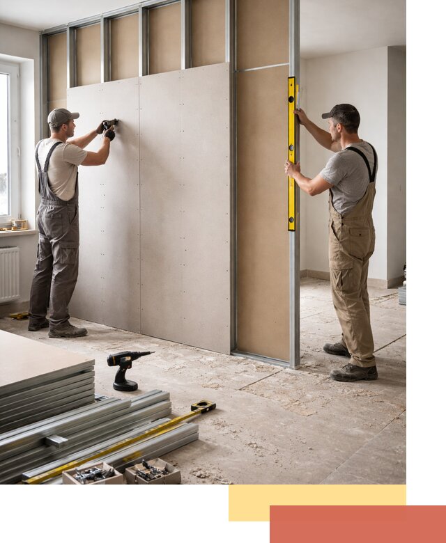 Зонирующая перегородка из гипсокартона под ключ в Сланцах