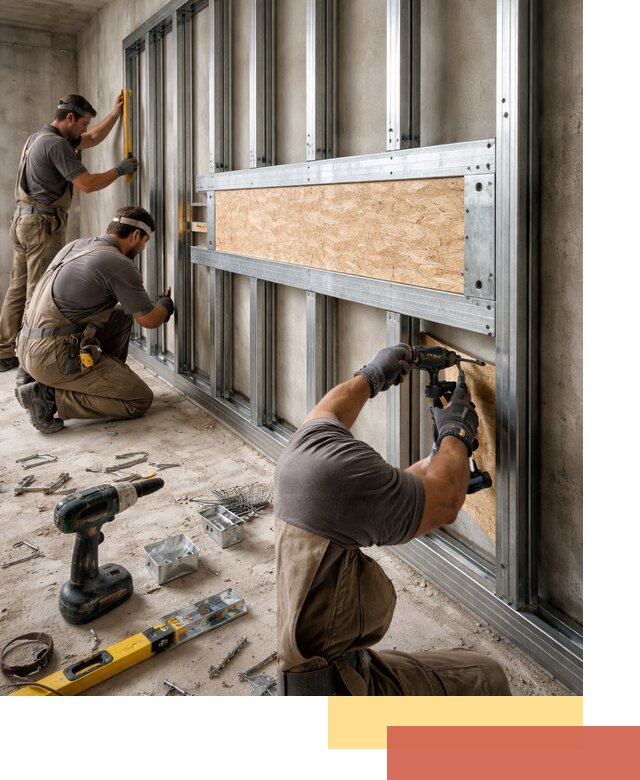 Усиленная перегородка для крепления тяжёлых конструкций в Сланцах