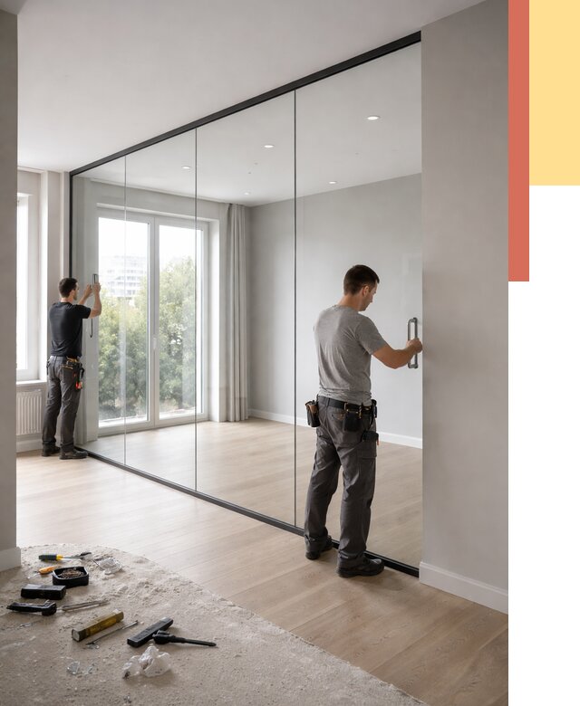 Изготовление стеклянных перегородок в Сланцах от 12760 руб. под ключ | ОТДЕЛОЧНИК-Слы