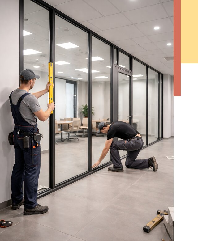 Каркасные стеклянные перегородки в Сланцах под ключ от 9505 руб. | ОТДЕЛОЧНИК-Слы