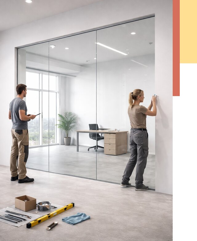 Перегородки из закаленного стекла в Сланцах от 9815 руб. под ключ | ОТДЕЛОЧНИК-Слы