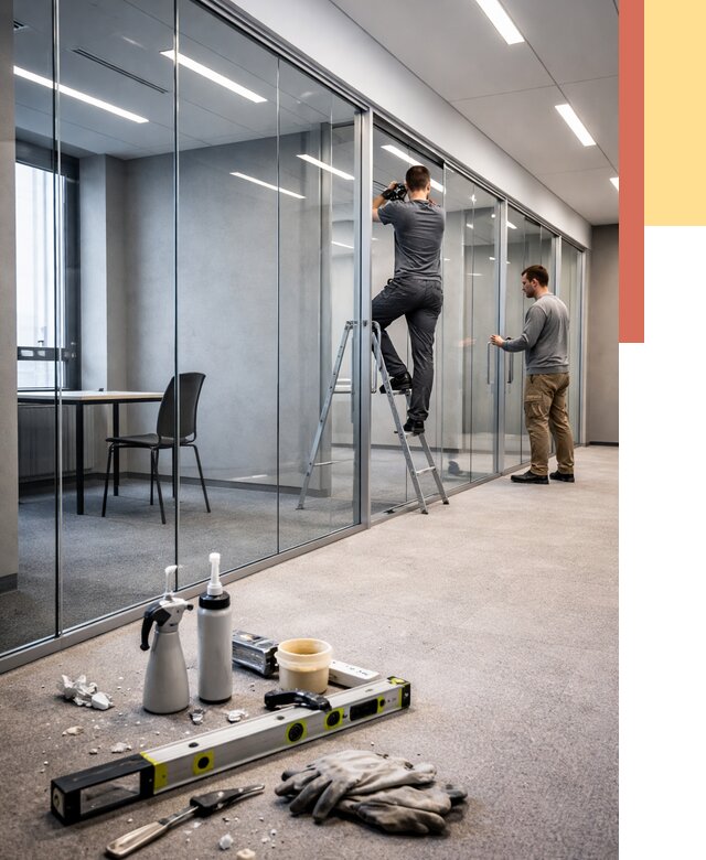 Стеклянные офисные перегородки в Сланцах от 8782 руб. — монтаж и установка | ОТДЕЛОЧНИК-Слы