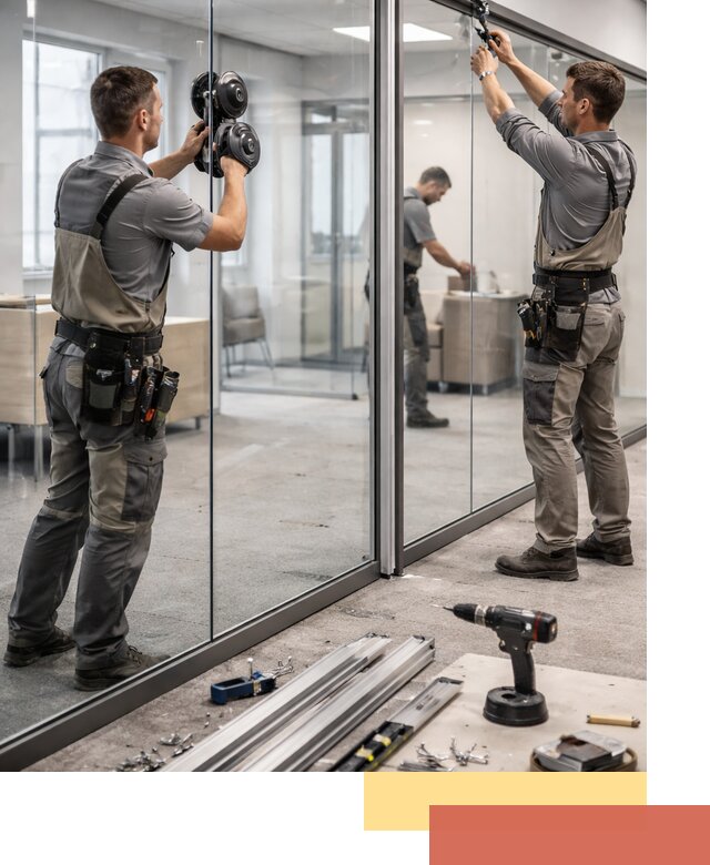 Стеклянные офисные перегородки под ключ в Сланцах